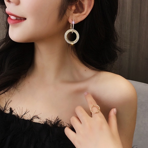 Gold Plated Crystal Hoop Earrings - Picture 2 of 9